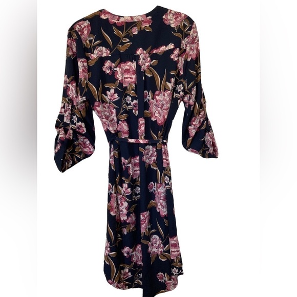 41 Hawthorn 🆕 Button-Up Belted Shirt Style Navy with Pink Floral Dress NWOT- M - Picture 6 of 10